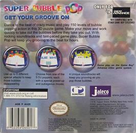 Box back cover for Super Bubble Pop on the Nintendo Game Boy Advance.