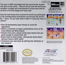 Box back cover for Super Dodge Ball Advance on the Nintendo Game Boy Advance.