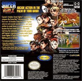 Box back cover for Super Street Fighter II: Turbo Revival on the Nintendo Game Boy Advance.