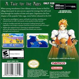 Box back cover for Tales Of Phantasia on the Nintendo Game Boy Advance.