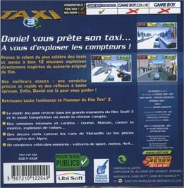 Box back cover for Taxi 3 on the Nintendo Game Boy Advance.