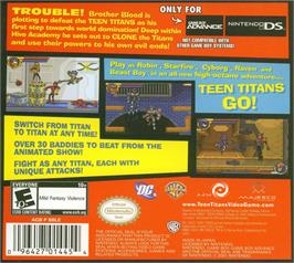 Box back cover for Teen Titans on the Nintendo Game Boy Advance.