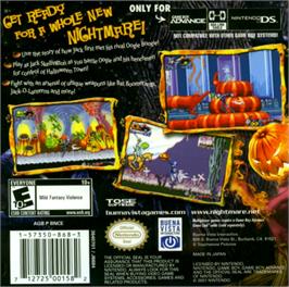Box back cover for Tim Burton's The Nightmare Before Christmas: The Pumpkin King on the Nintendo Game Boy Advance.
