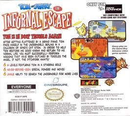 Box back cover for Tom And Jerry In Infurnal Escape on the Nintendo Game Boy Advance.