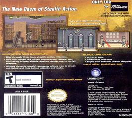 Box back cover for Tom Clancy's Splinter Cell - Pandora Tomorrow on the Nintendo Game Boy Advance.