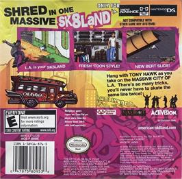 Box back cover for Tony Hawk's American Sk8land on the Nintendo Game Boy Advance.