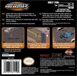 Box back cover for Tony Hawk's Pro Skater 3 on the Nintendo Game Boy Advance.