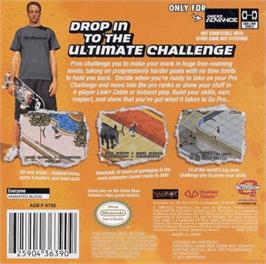 Box back cover for Tony Hawk's Pro Skater 4 on the Nintendo Game Boy Advance.
