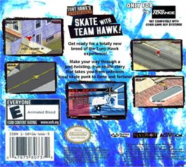 Box back cover for Tony Hawk's Underground on the Nintendo Game Boy Advance.
