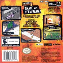 Box back cover for Tony Hawk's Underground 2 on the Nintendo Game Boy Advance.
