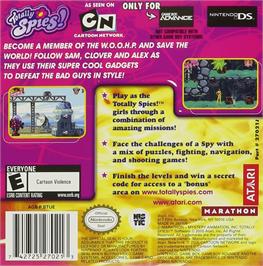 Box back cover for Totally Spies on the Nintendo Game Boy Advance.