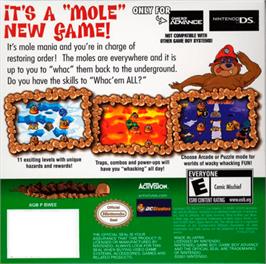 Box back cover for Whac-A-Mole on the Nintendo Game Boy Advance.