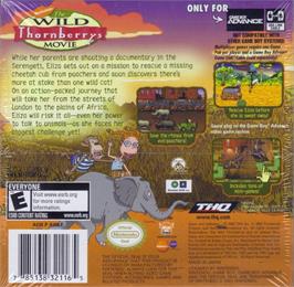 Box back cover for Wild Thornberrys Movie, The on the Nintendo Game Boy Advance.