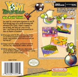 Box back cover for Yoshi Topsy-Turvy on the Nintendo Game Boy Advance.