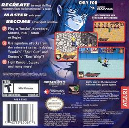 Box back cover for Yu Yu Hakusho: Spirit Detective on the Nintendo Game Boy Advance.