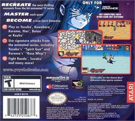 Box back cover for Yu Yu Hakusho - Ghost Files - Spirit Detective on the Nintendo Game Boy Advance.