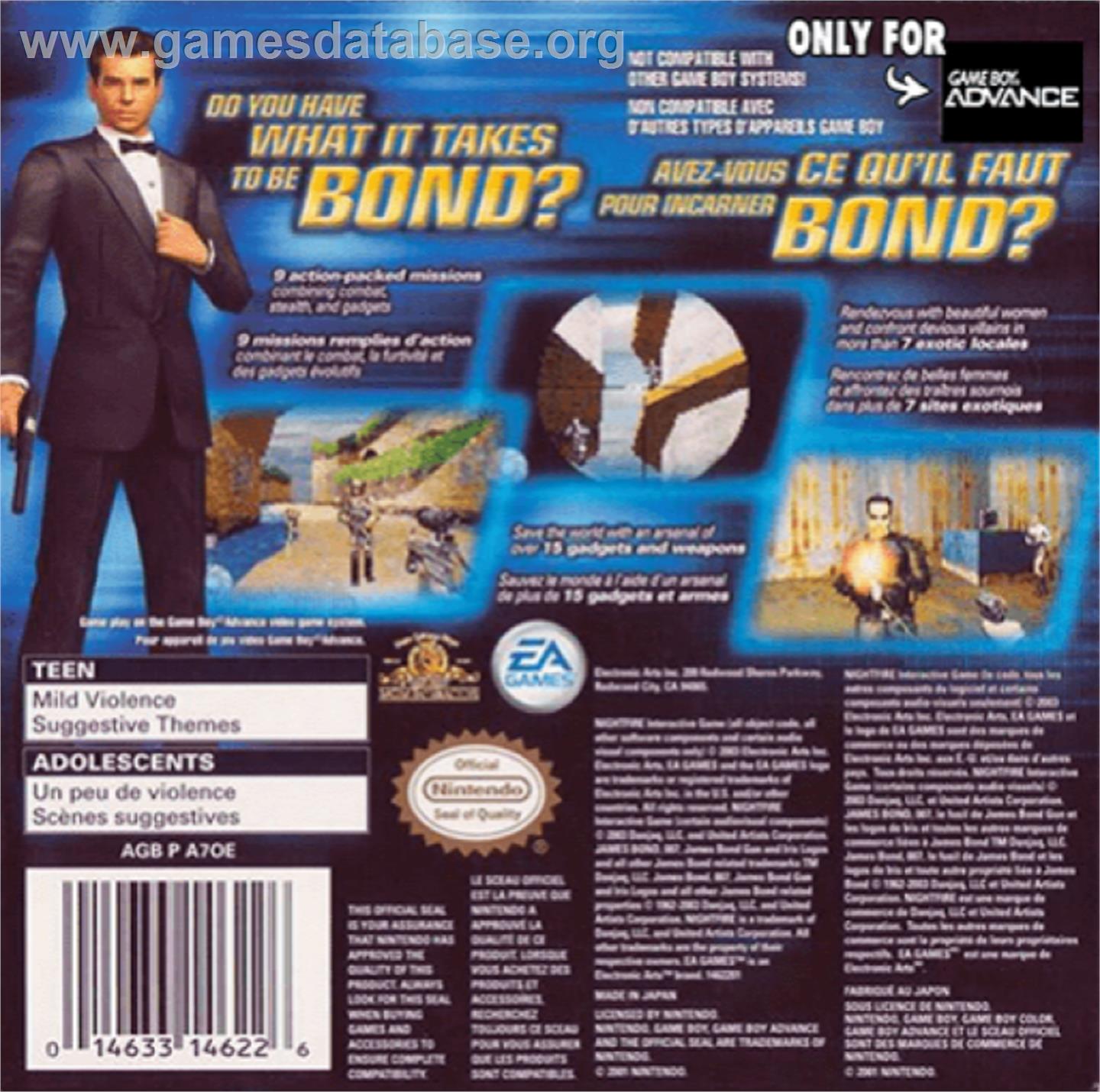 007: Nightfire - Nintendo Game Boy Advance - Artwork - Box Back