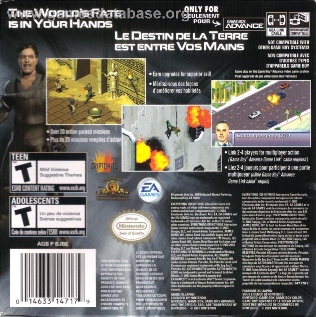 007 - Everything Or Nothing - Nintendo Game Boy Advance - Artwork - Box Back