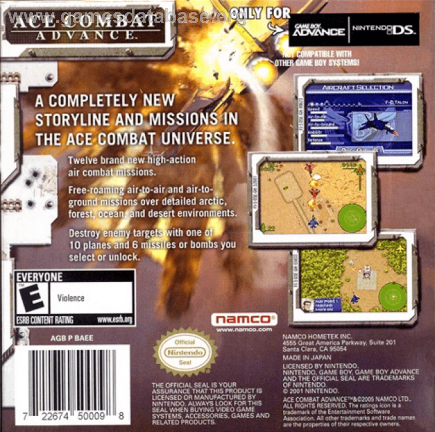 Ace Combat Advance - Nintendo Game Boy Advance - Artwork - Box Back
