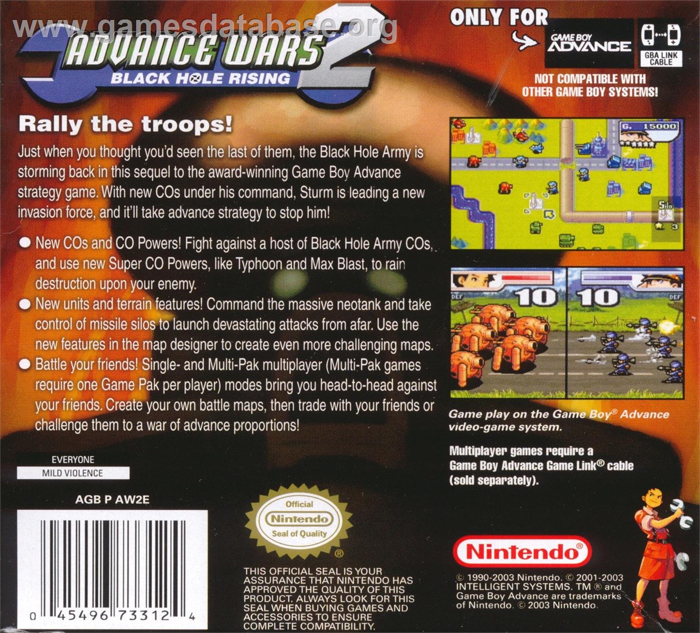 Advance Wars 2 - Black Hole Rising - Nintendo Game Boy Advance - Artwork - Box Back
