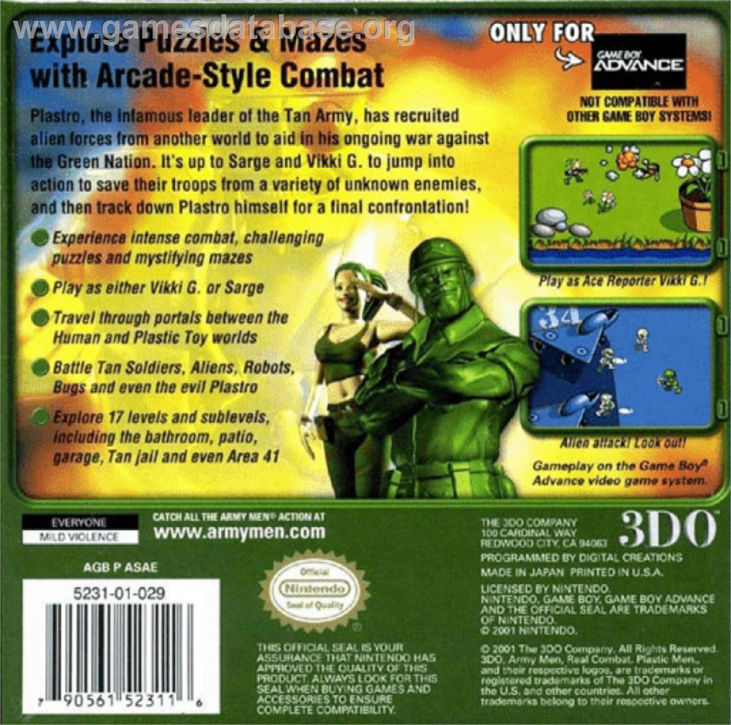 Army Men: Advance - Nintendo Game Boy Advance - Artwork - Box Back