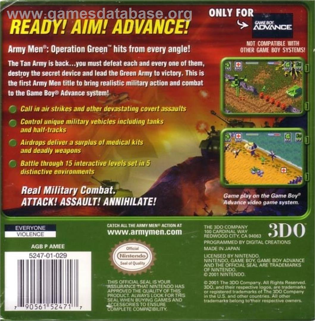 Army Men: Operation Green - Nintendo Game Boy Advance - Artwork - Box Back