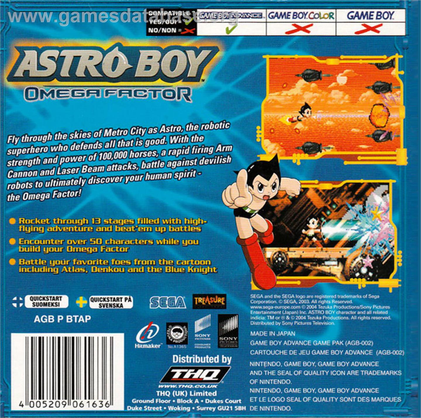 Astro Boy: Omega Factor - Nintendo Game Boy Advance - Artwork - Box Back