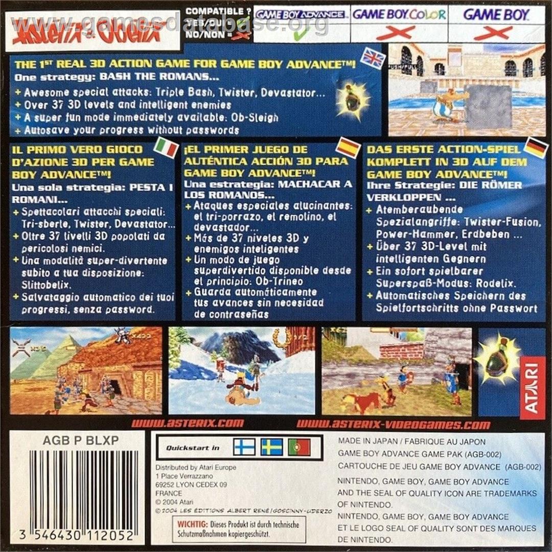 Astérix And Obélix Xxl - Nintendo Game Boy Advance - Artwork - Box Back
