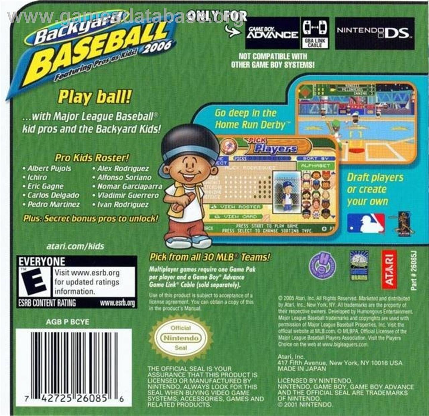 Backyard Baseball - Nintendo Game Boy Advance - Artwork - Box Back