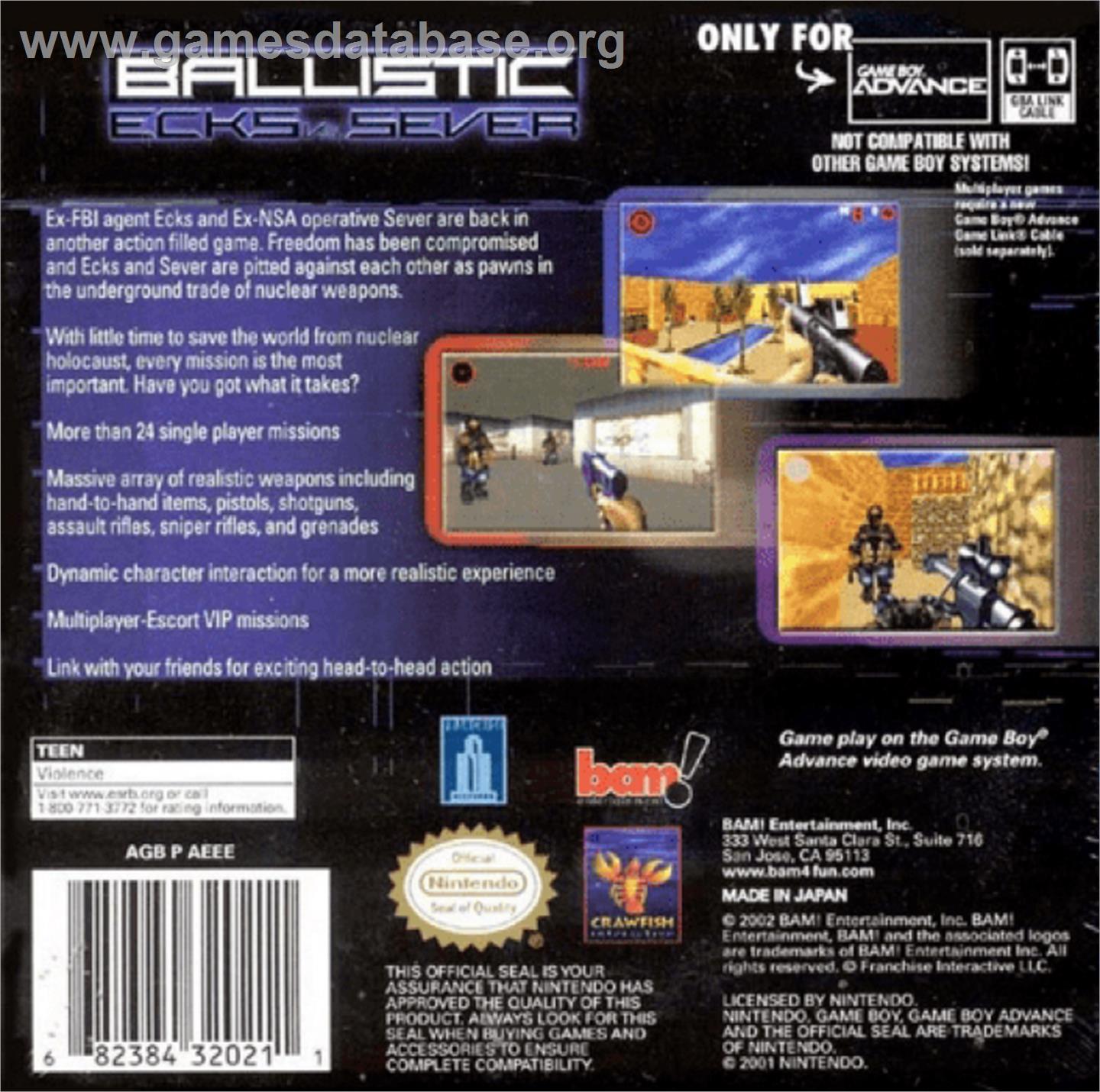 Ballistic: Ecks vs. Sever - Nintendo Game Boy Advance - Artwork - Box Back