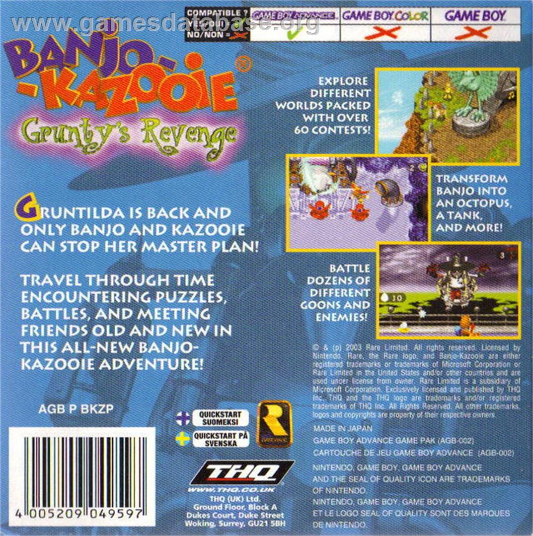 Banjo-Kazooie: Grunty's Revenge - Nintendo Game Boy Advance - Artwork - Box Back