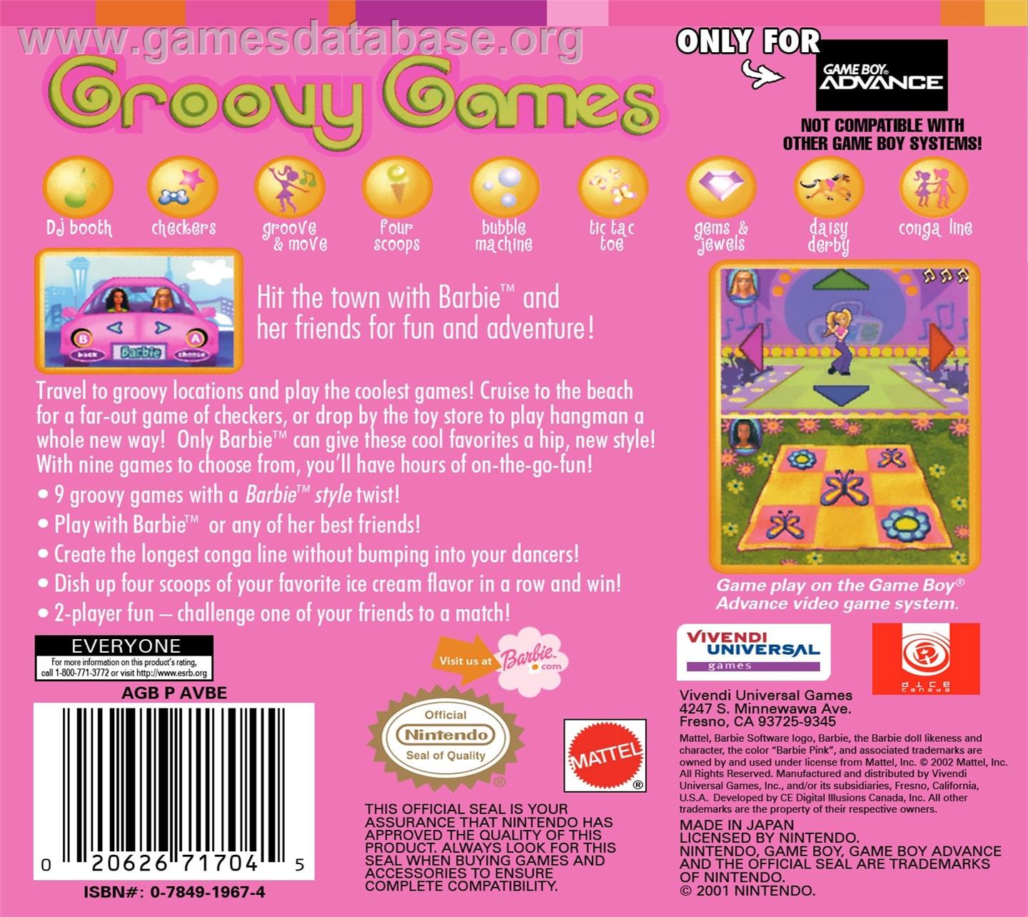 Barbie Groovy Games - Nintendo Game Boy Advance - Artwork - Box Back