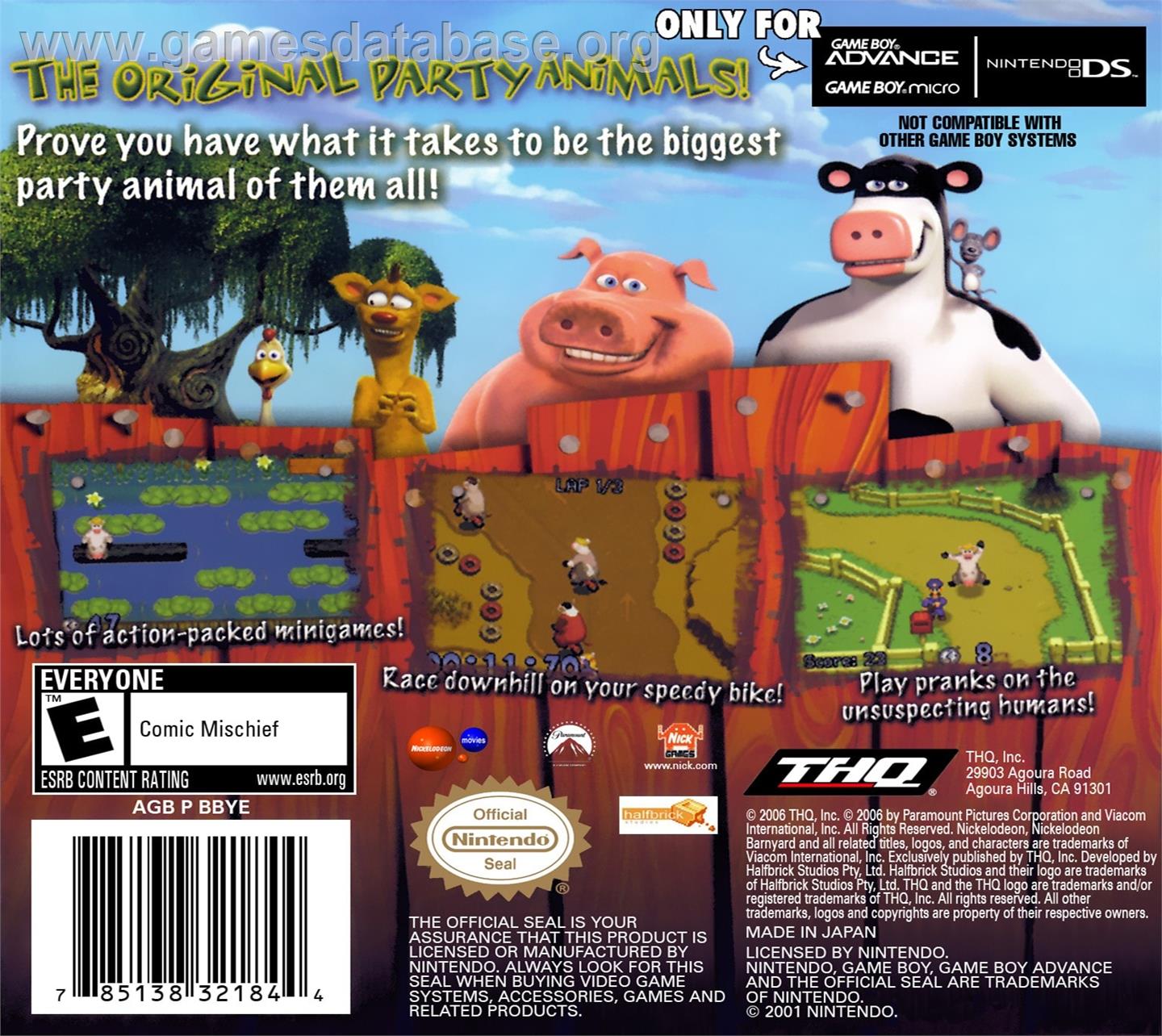 Barnyard - Nintendo Game Boy Advance - Artwork - Box Back