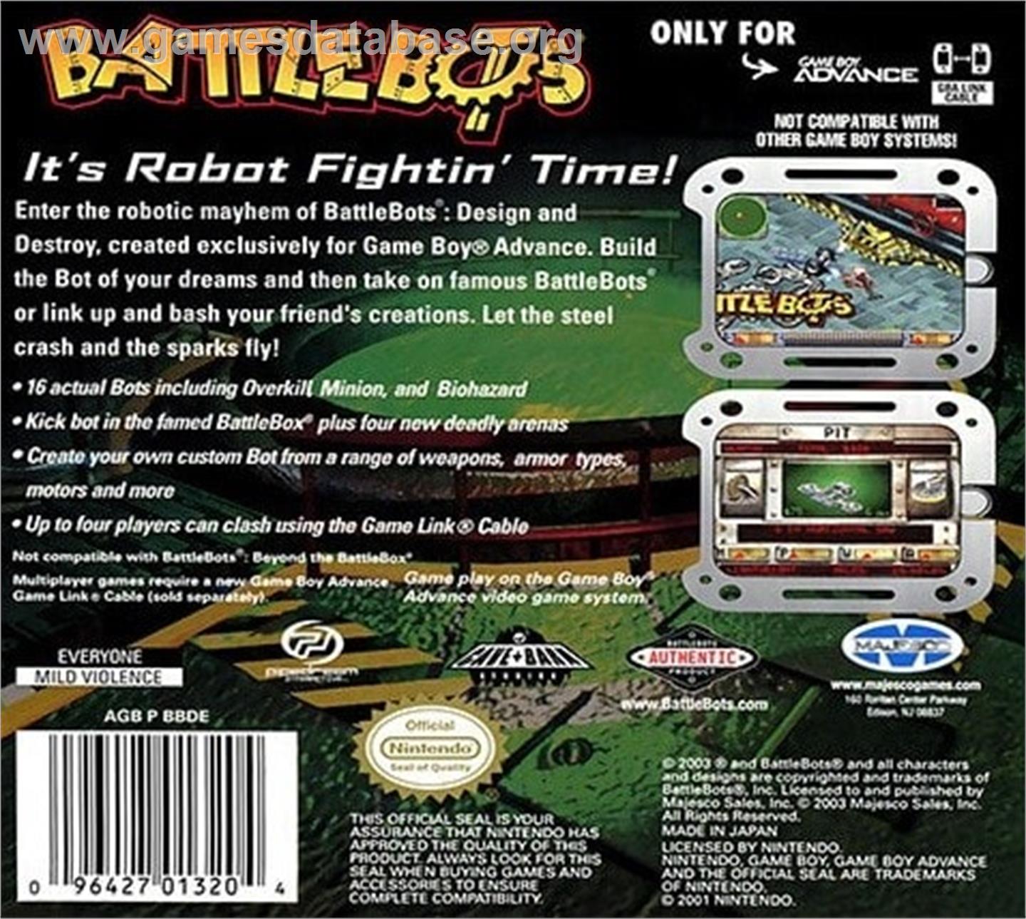 BattleBots: Design & Destroy - Nintendo Game Boy Advance - Artwork - Box Back
