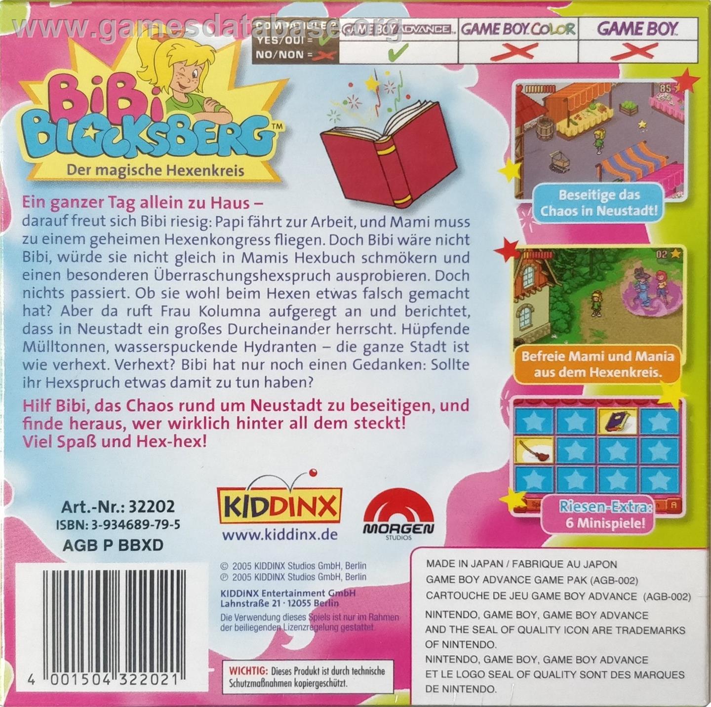 Bibi Blocksberg - Der Magische Hexenkreis - Nintendo Game Boy Advance - Artwork - Box Back