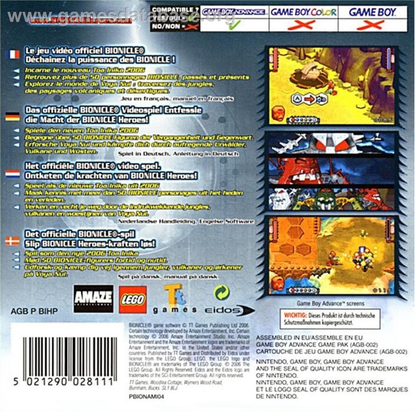 Bionicle Heroes - Nintendo Game Boy Advance - Artwork - Box Back