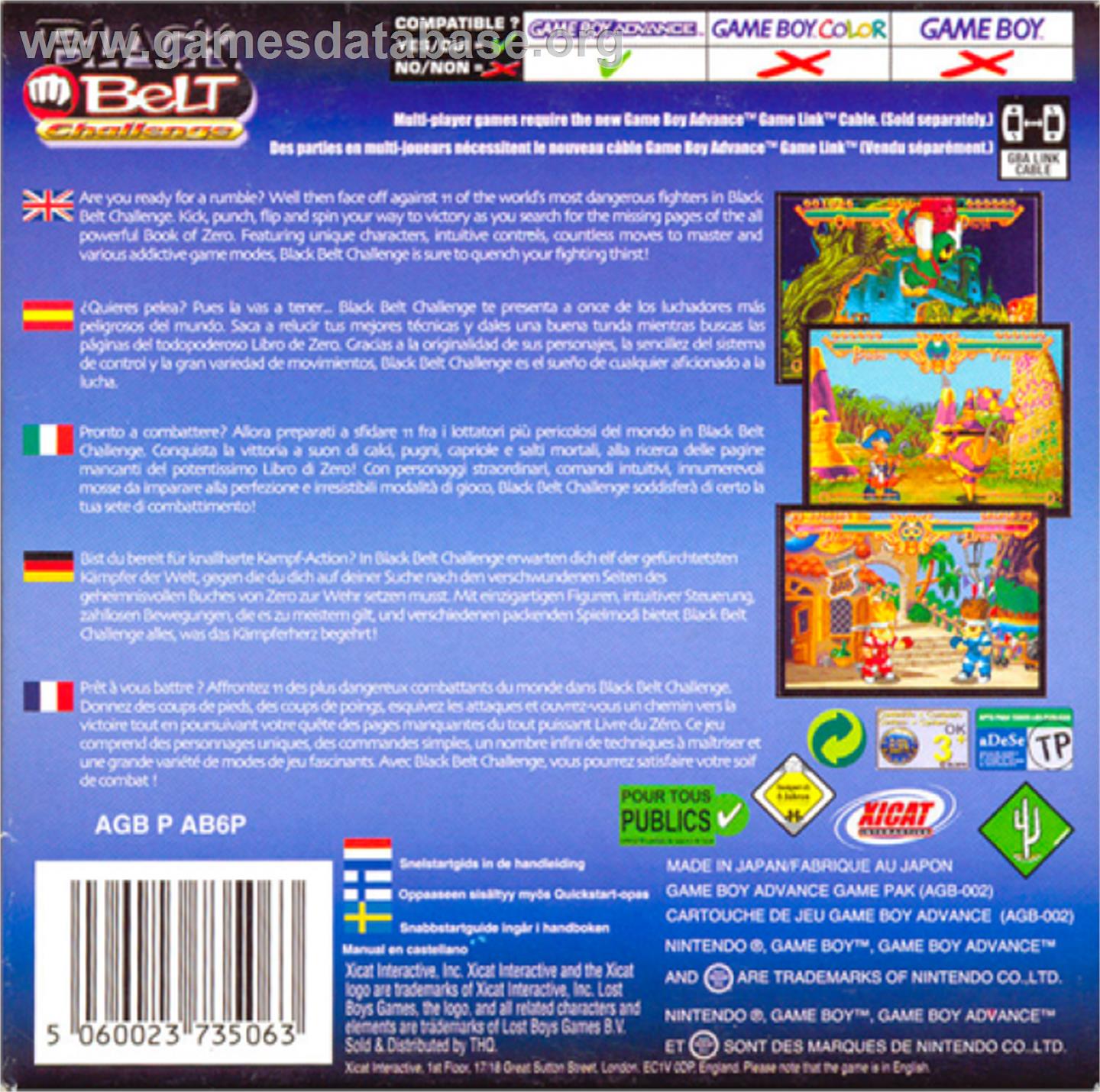 Black Belt Challenge - Nintendo Game Boy Advance - Artwork - Box Back