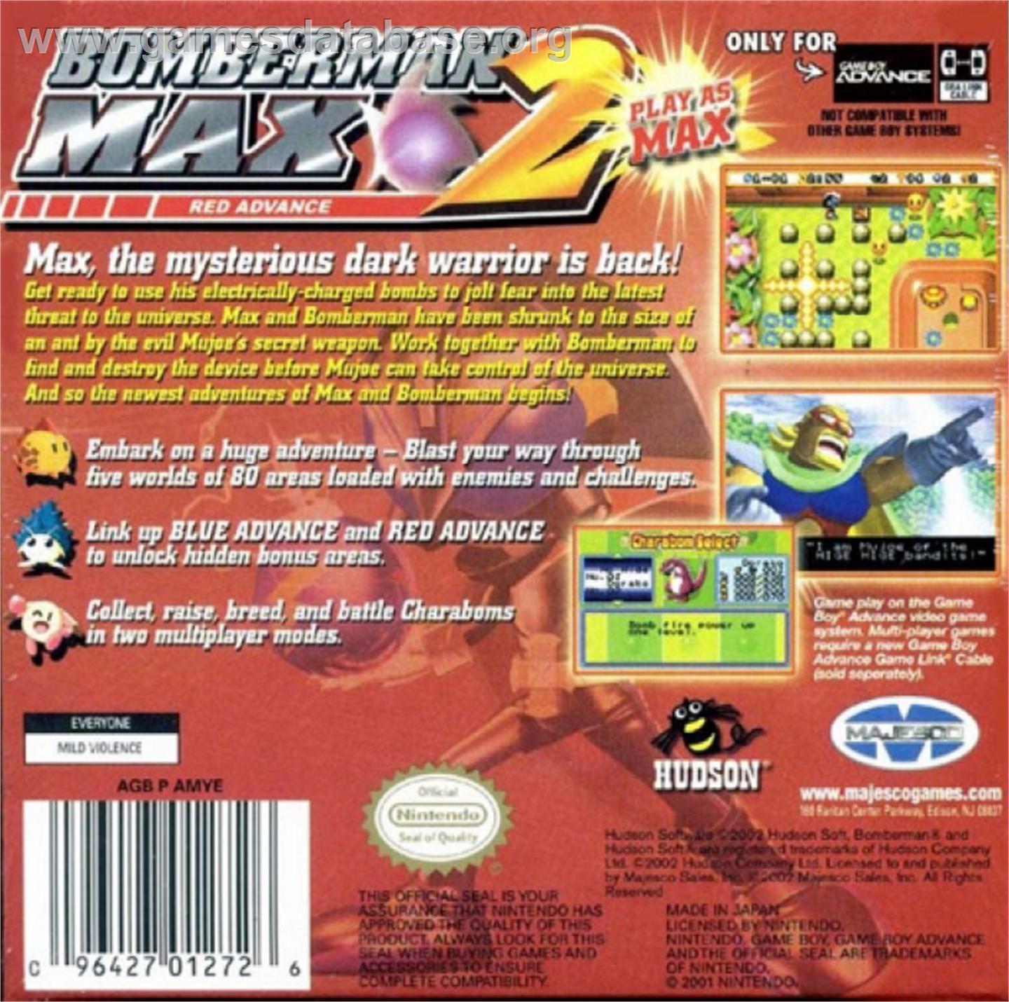 Bomberman Max 2: Red Advance - Nintendo Game Boy Advance - Artwork - Box Back