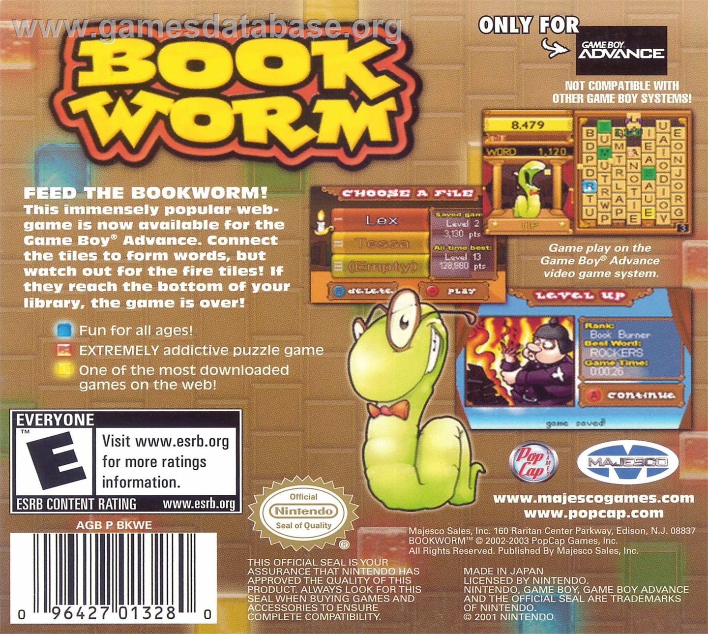 Bookworm - Nintendo Game Boy Advance - Artwork - Box Back