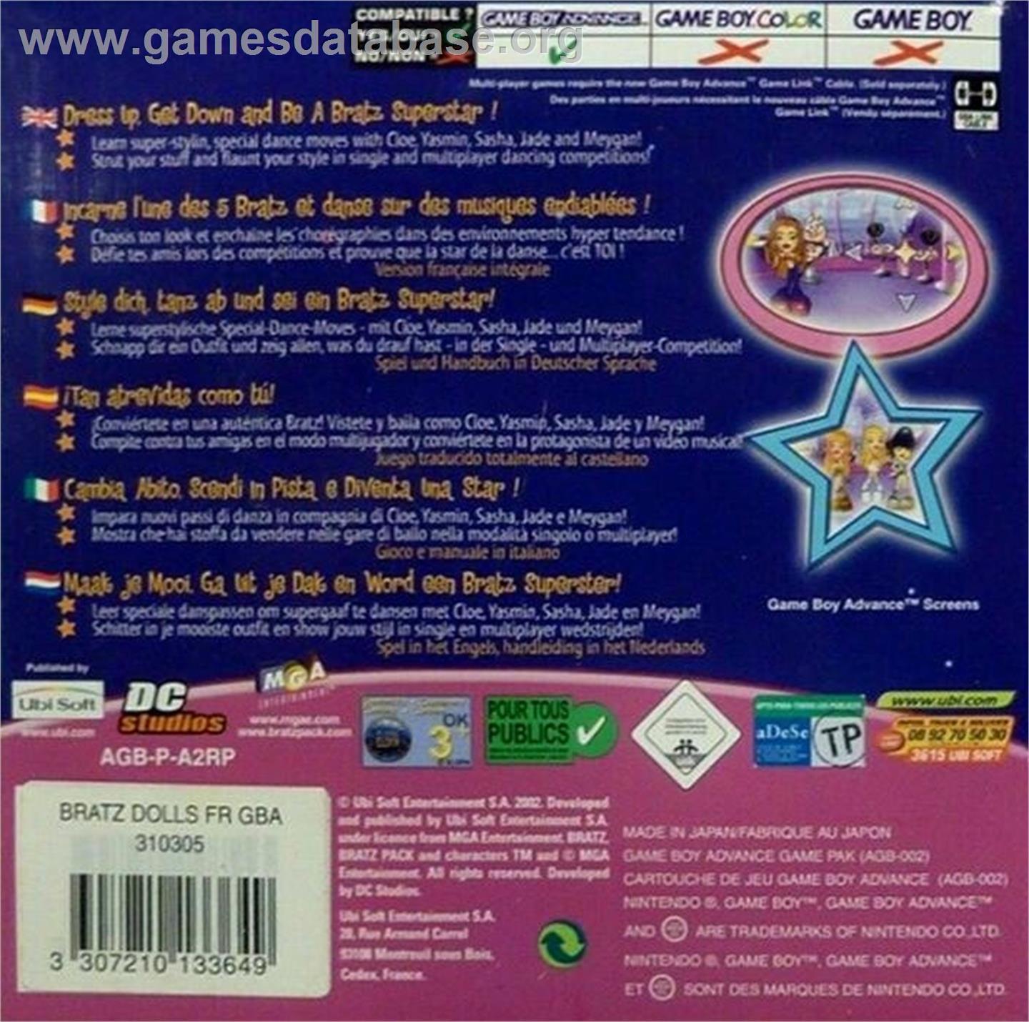 Bratz - Nintendo Game Boy Advance - Artwork - Box Back