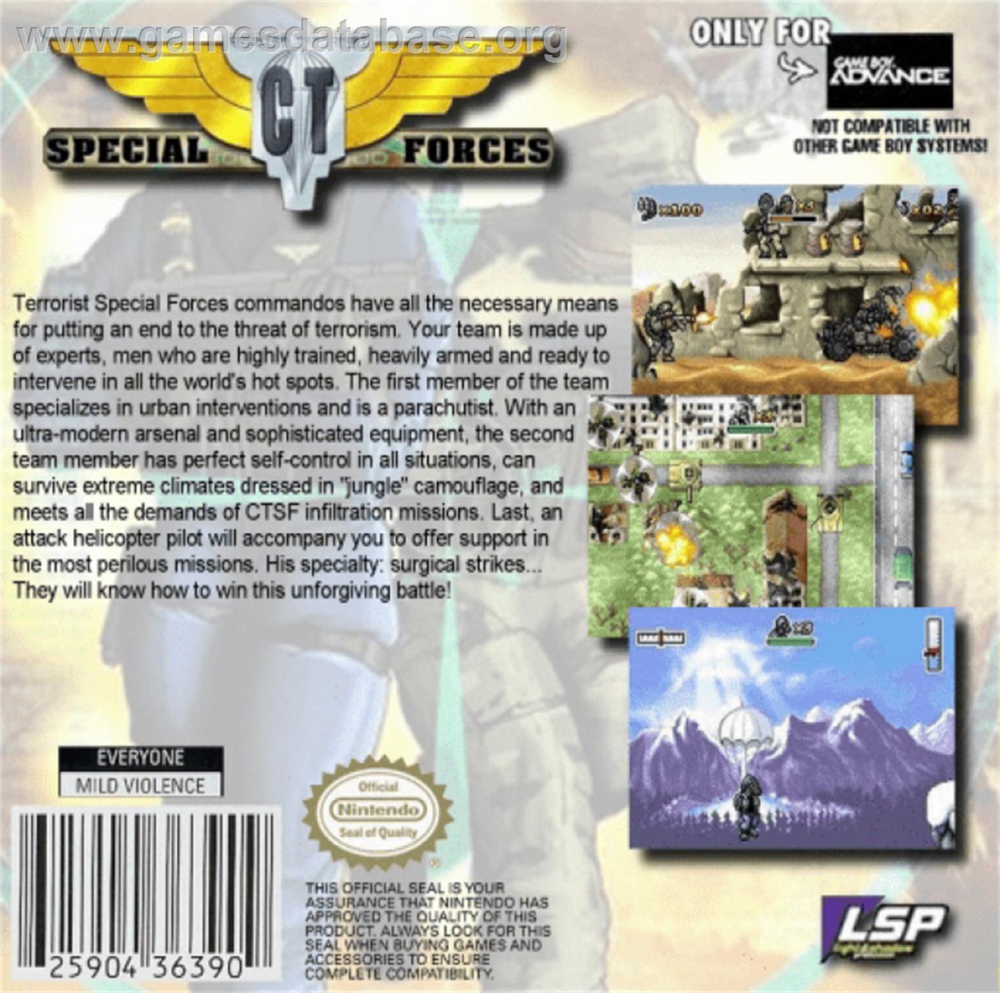 CT Special Forces - Nintendo Game Boy Advance - Artwork - Box Back