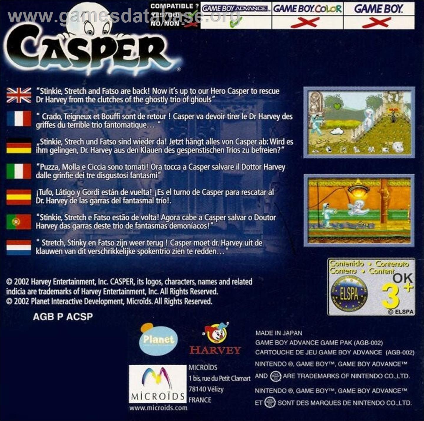 Casper - Nintendo Game Boy Advance - Artwork - Box Back