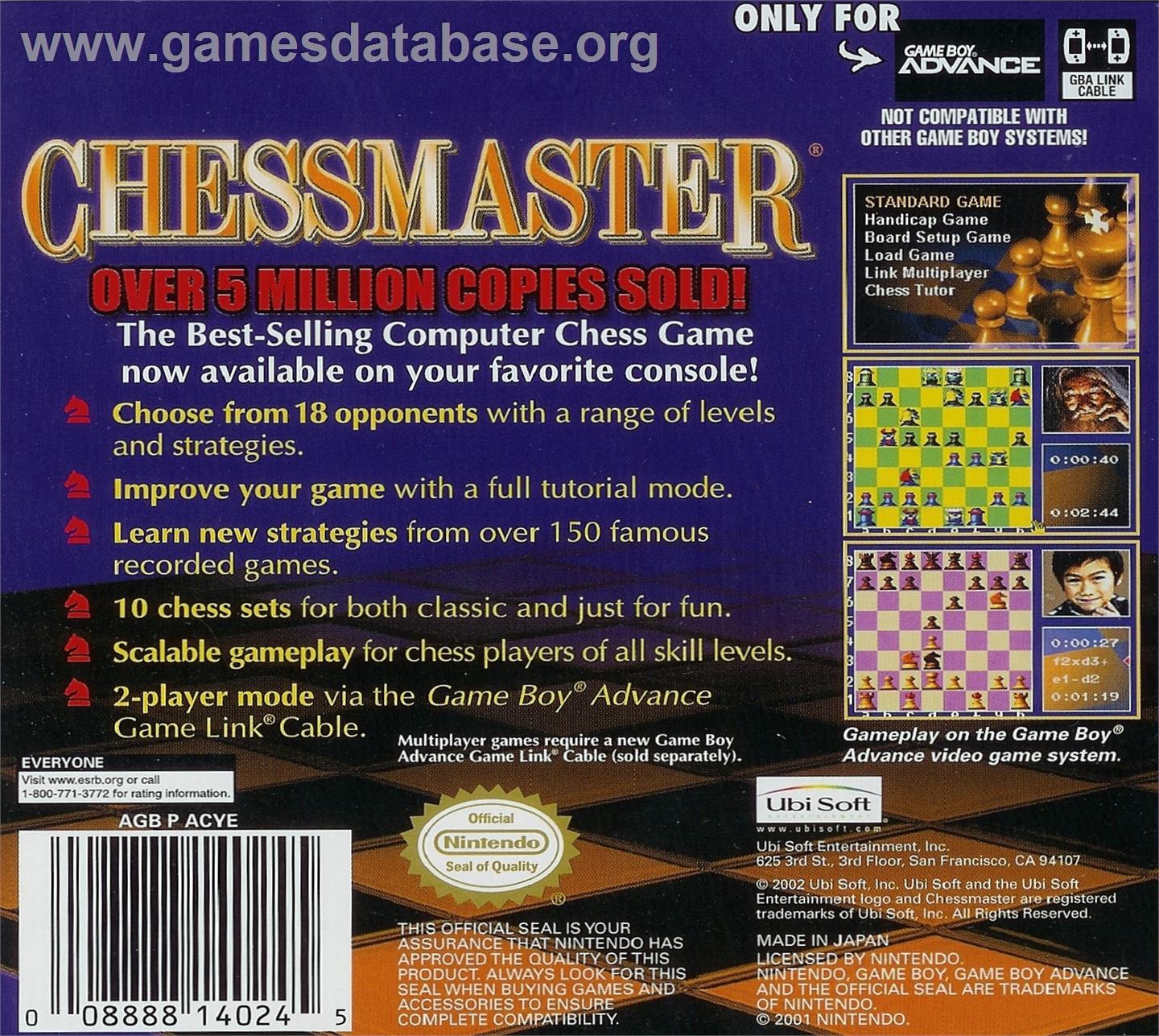 Chessmaster - Nintendo Game Boy Advance - Artwork - Box Back