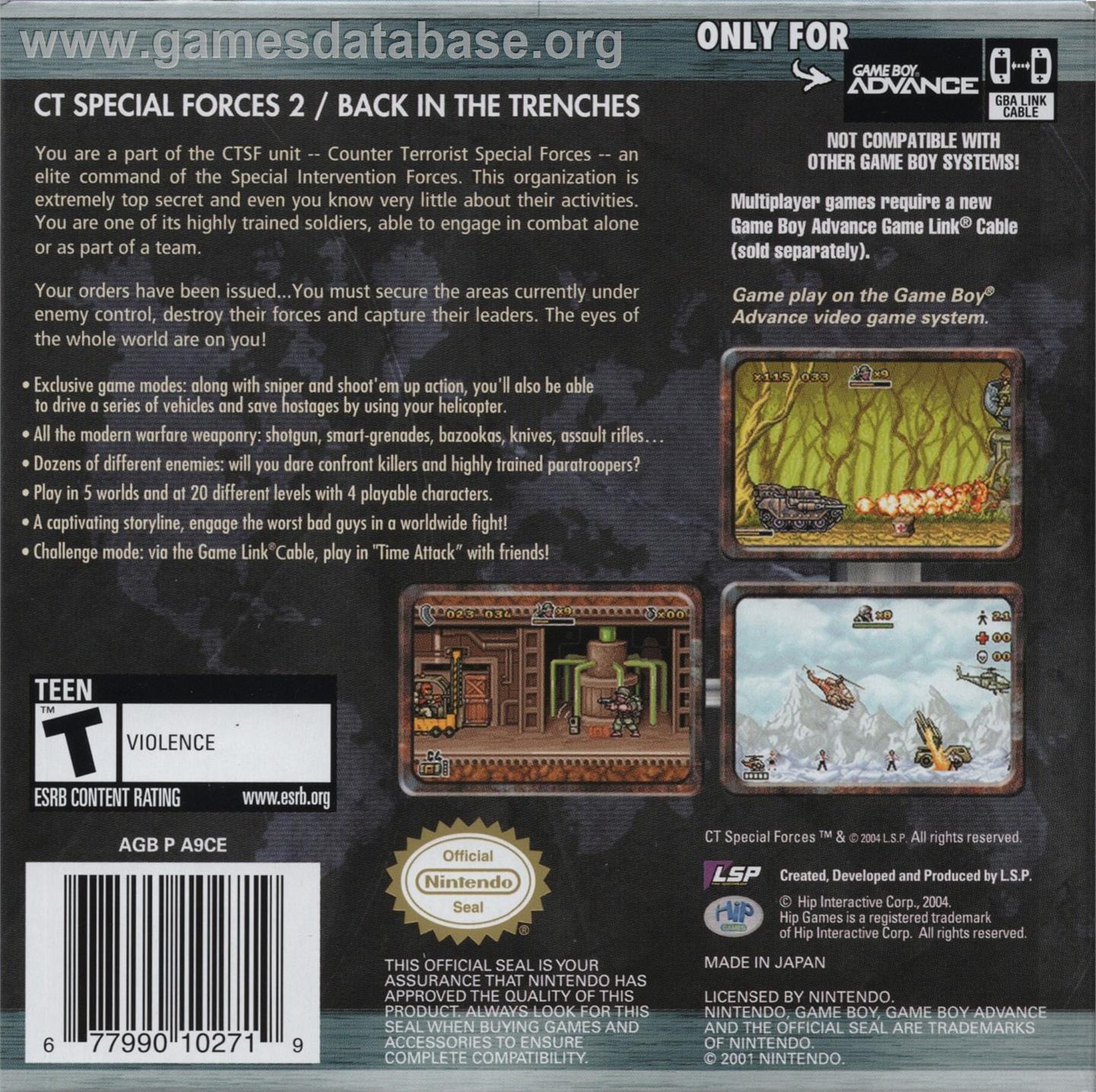 Ct Special Forces - Back To Hell - Nintendo Game Boy Advance - Artwork - Box Back