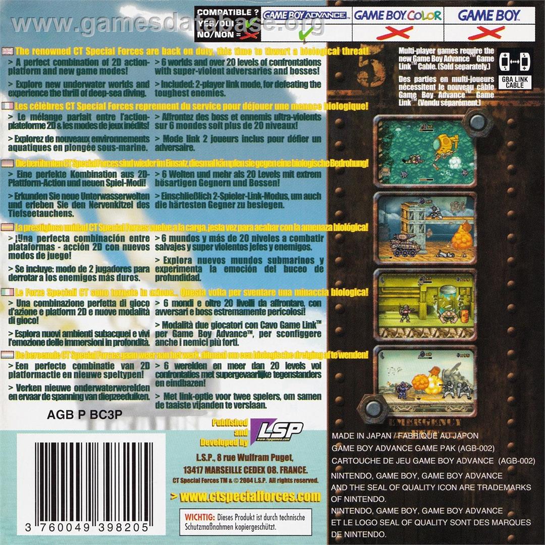 Ct Special Forces 3 - Bioterror - Nintendo Game Boy Advance - Artwork - Box Back
