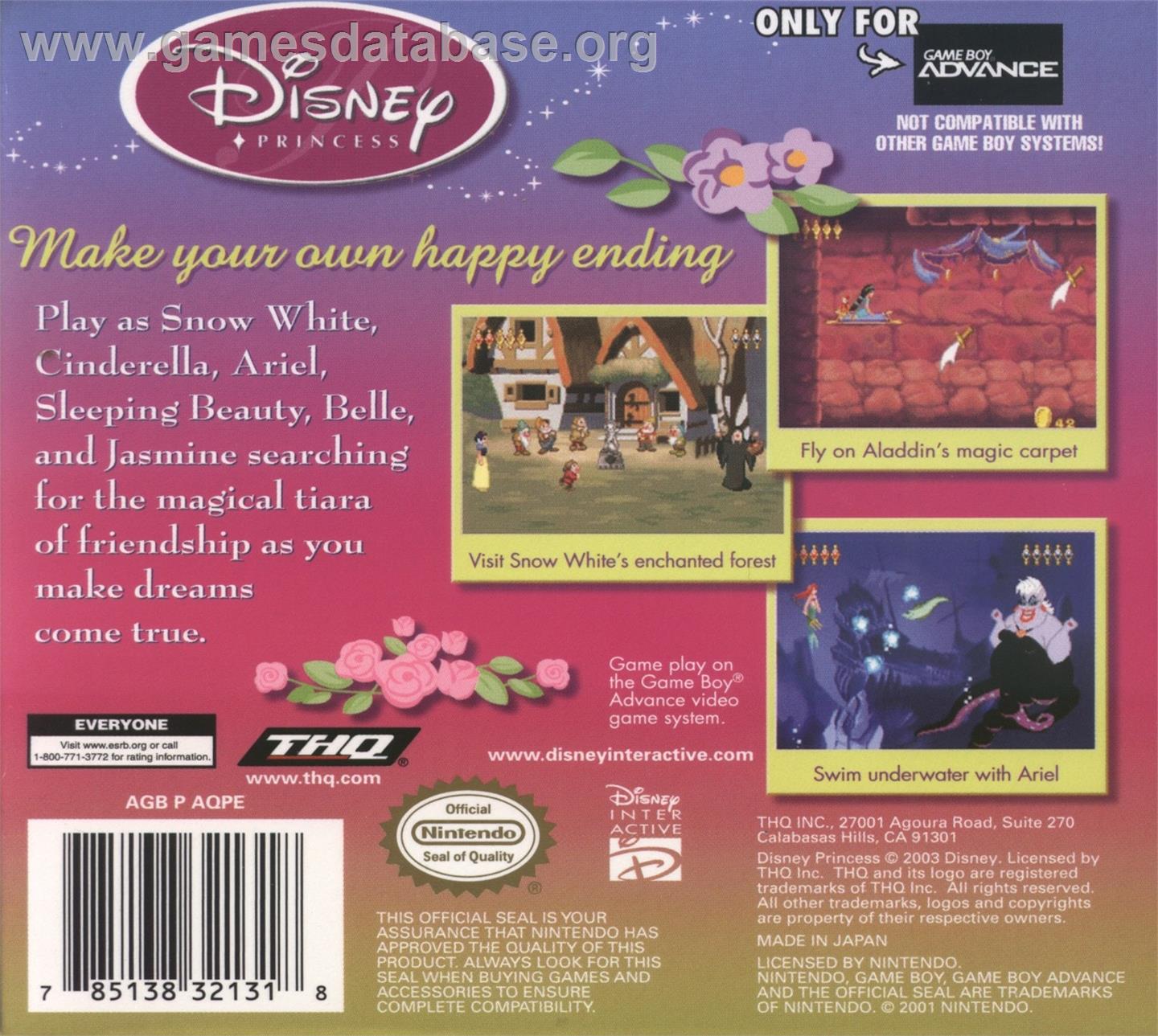 Disney Princesse - Nintendo Game Boy Advance - Artwork - Box Back