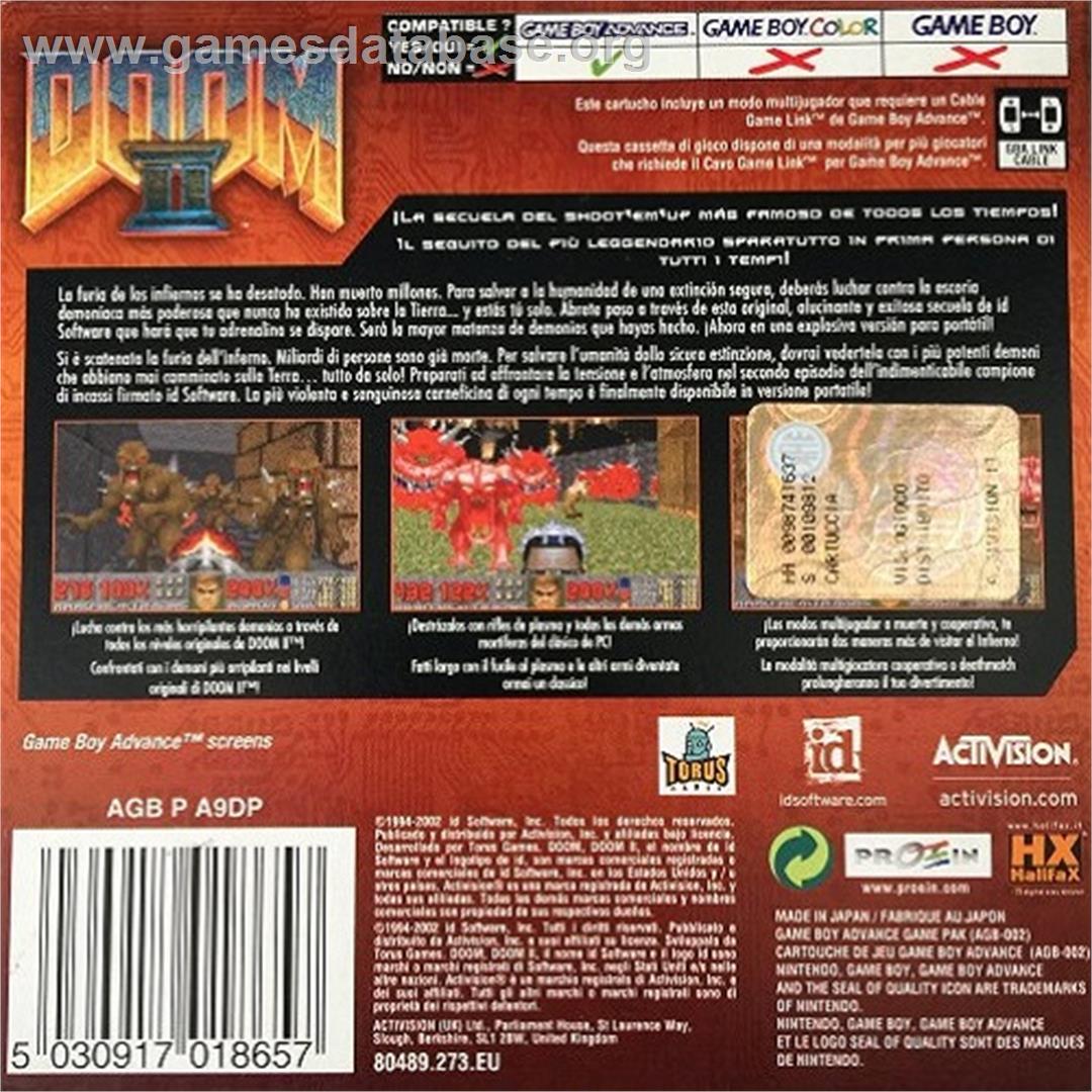 Doom 2 - Nintendo Game Boy Advance - Artwork - Box Back