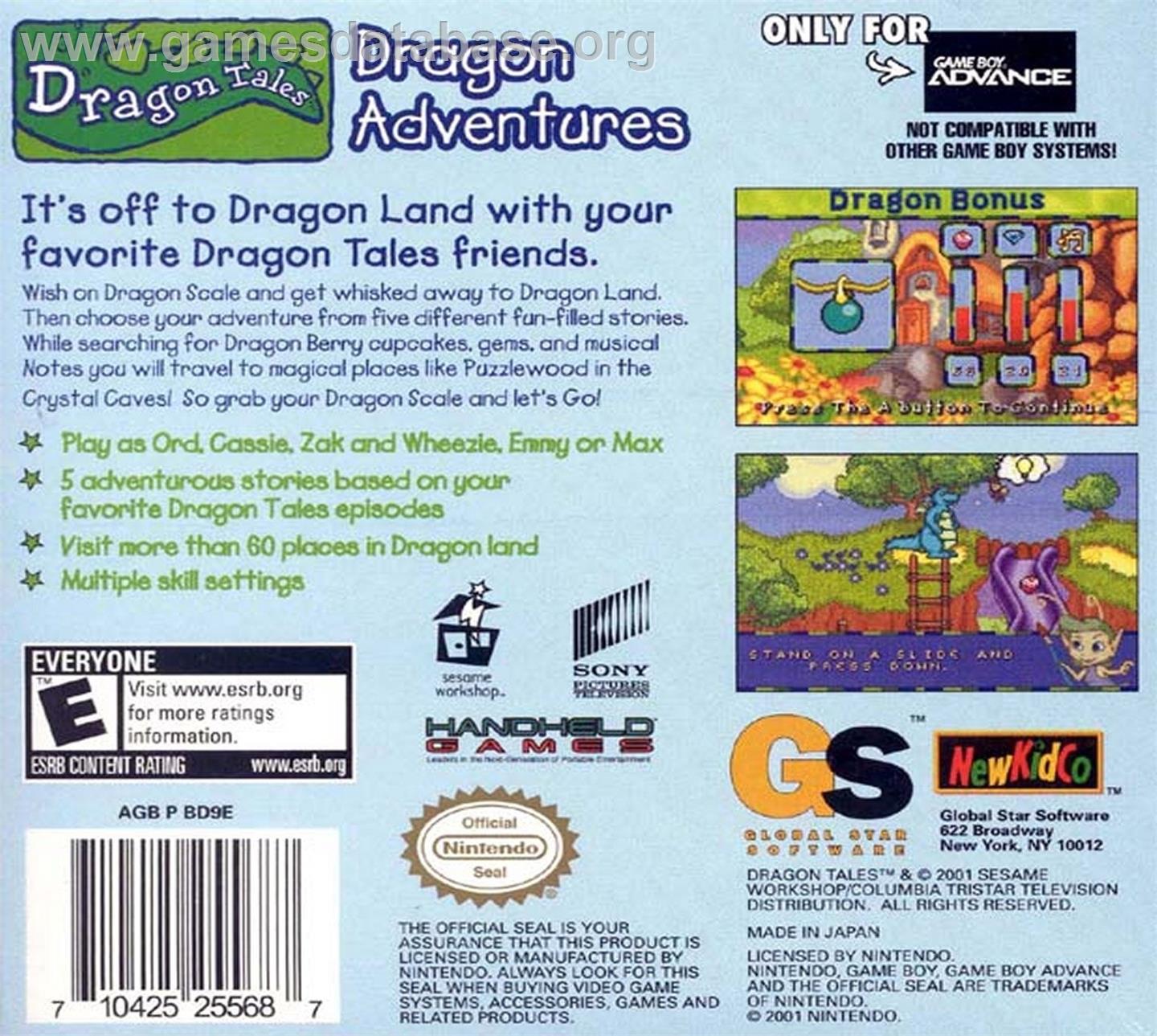 Dragon Tales - Dragon Adventures - Nintendo Game Boy Advance - Artwork - Box Back