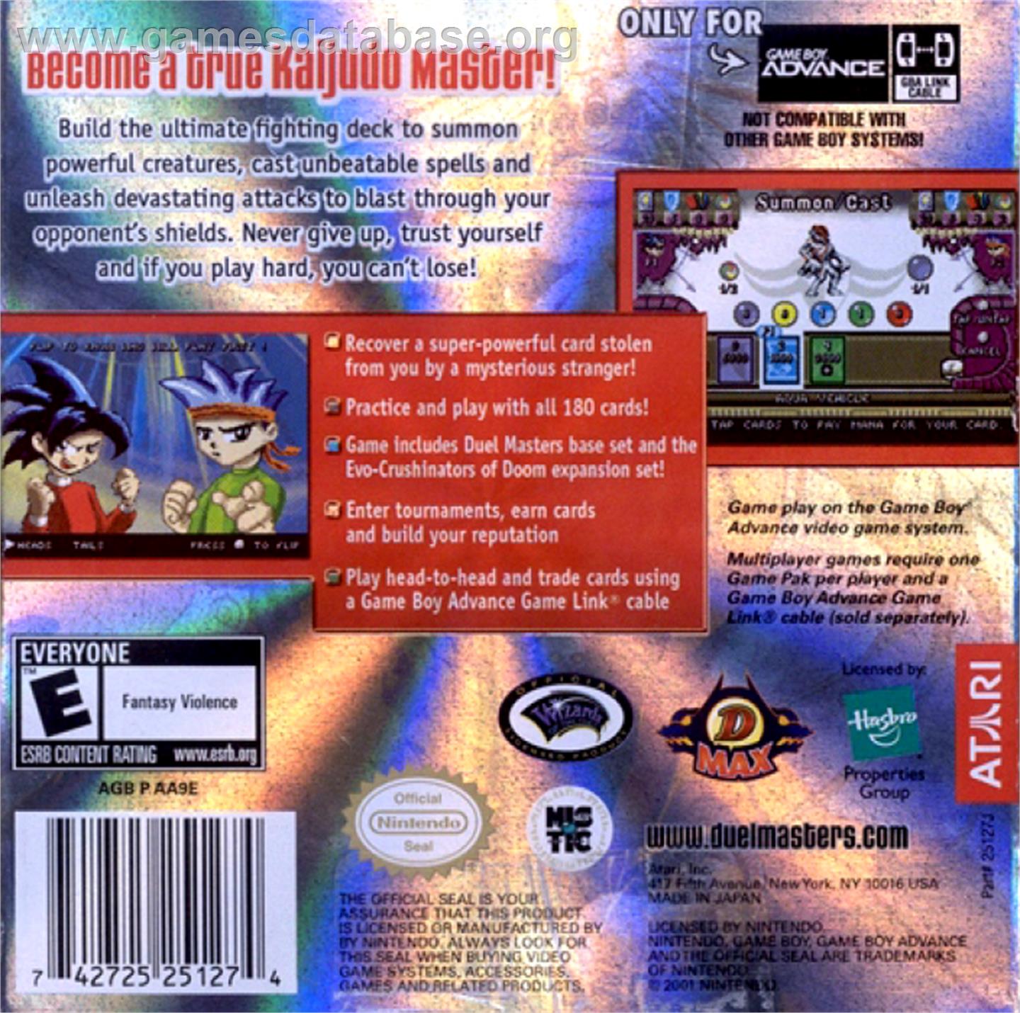 Duel Masters Sempai Legends - Nintendo Game Boy Advance - Artwork - Box Back