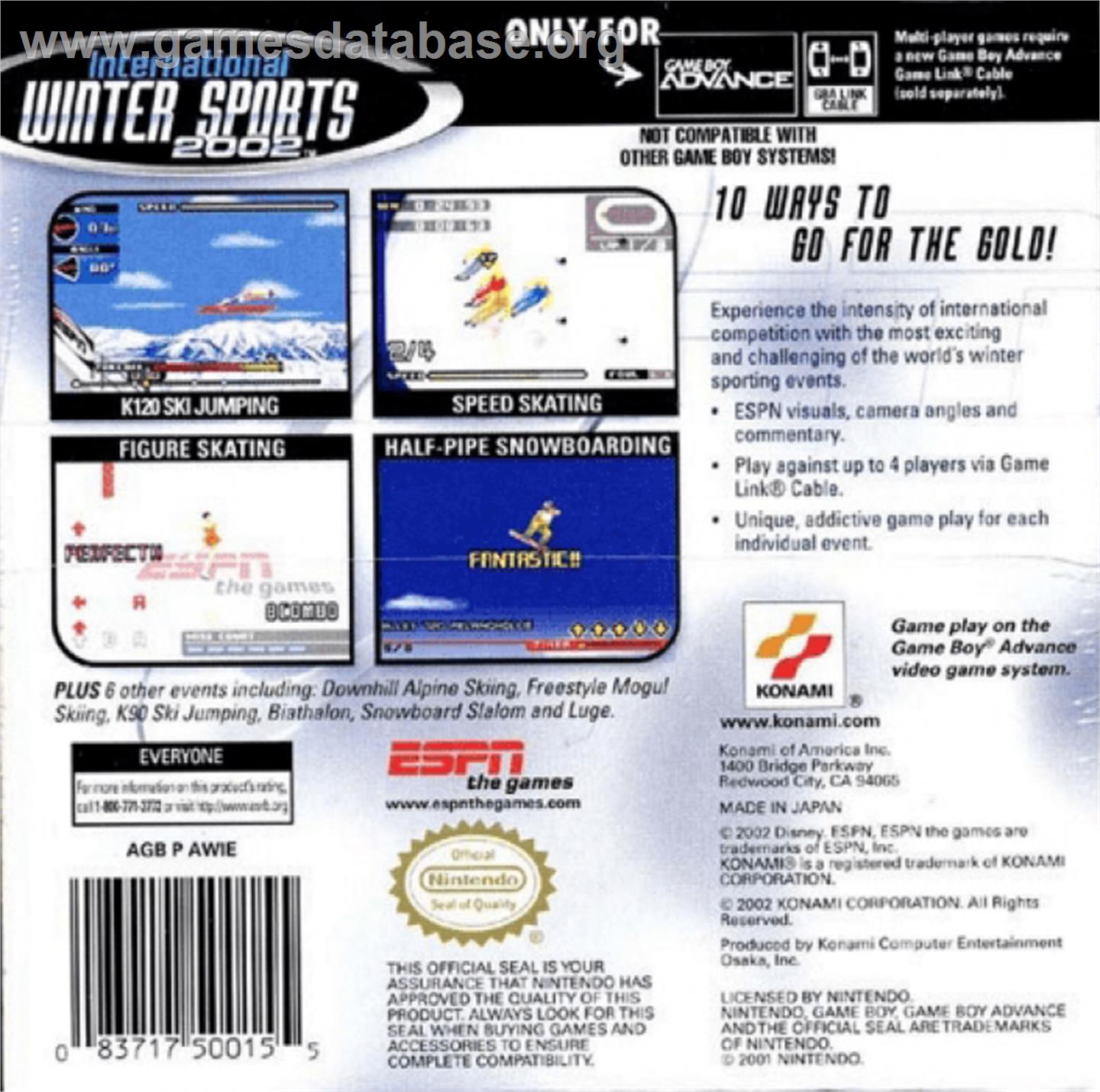 ESPN International Winter Sports 2002 - Nintendo Game Boy Advance - Artwork - Box Back